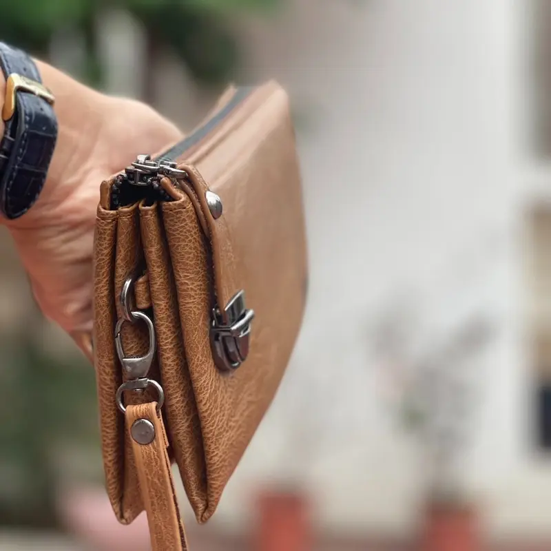 Túi ly hợp nam mới dung lượng lớn , Ví túi điện thoại di động đa chức năng da PU cao cấp Wallet Hình Chữ Nhật Nhiều Ngăn 6