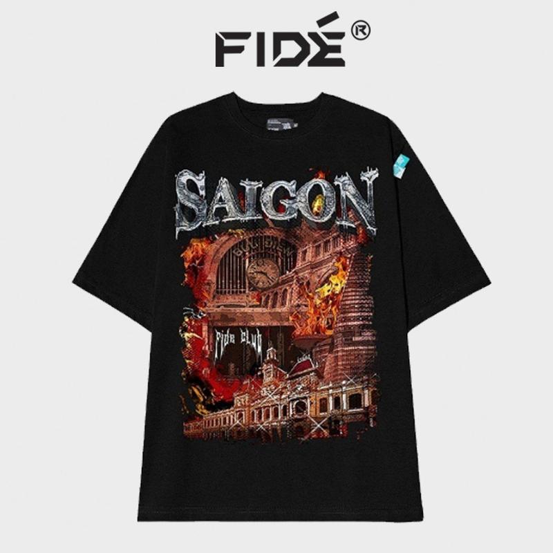 Áo thun phông trơn ÁO THUN ĐỊA DANH SÀI GÒN SS5 Menswear Nam Nam Menswear Cổ Tròn Cotton