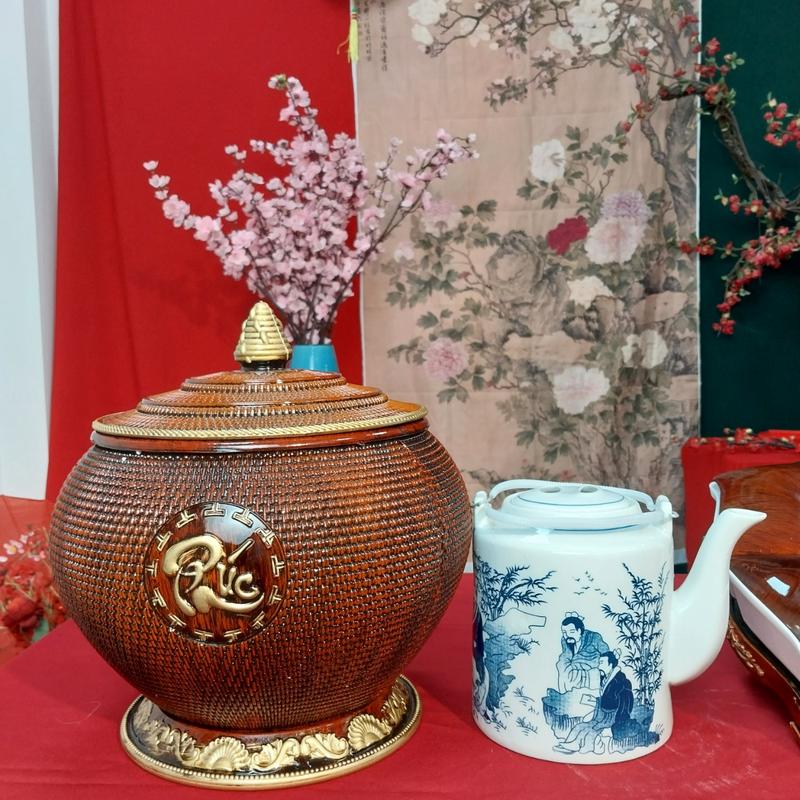 Giỏ ủ ấm trà, ấm pha trà, kèm ấm tích dung tích 1.5l