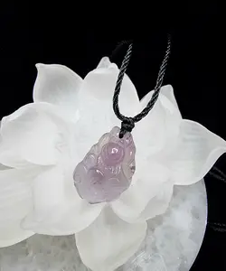 Kalung Liontin Batu Amethyst Quartz 9 Tails Fox Natural 25mm F937