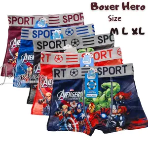 3, 6.12 Celana Dalam Anak Laki / Boxer Anak Sport Motif Superhero Ukuran M L XL
