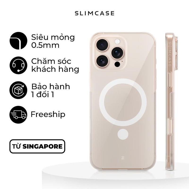 Ốp lưng SLIMCASE UNIQUE 3  siêu mỏng trong suốt không ố vàng hỗ trợ sạc không dây cho iPhone 16 series