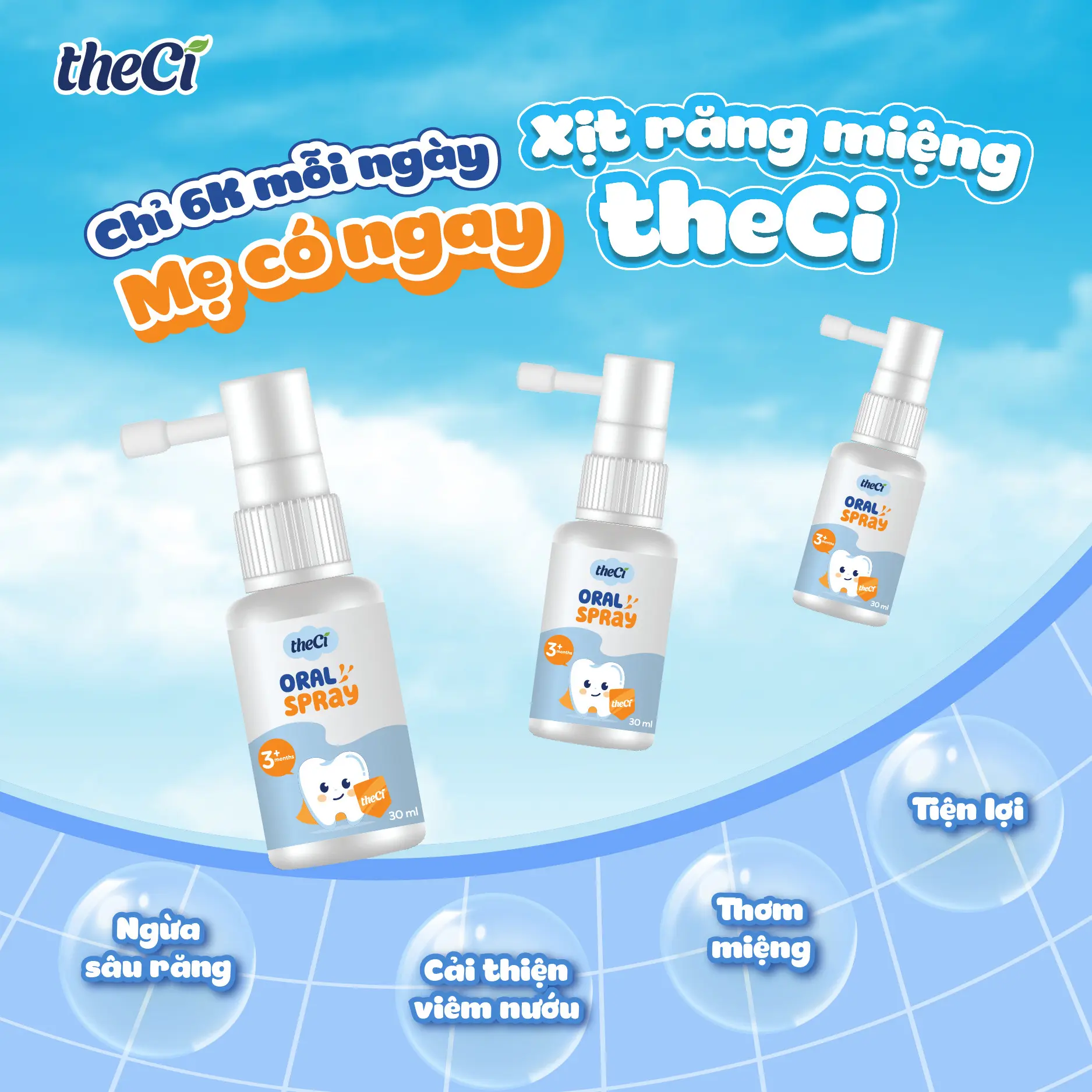 Xịt răng miệng Theci - Phòng sâu răng, viêm họng cho bé