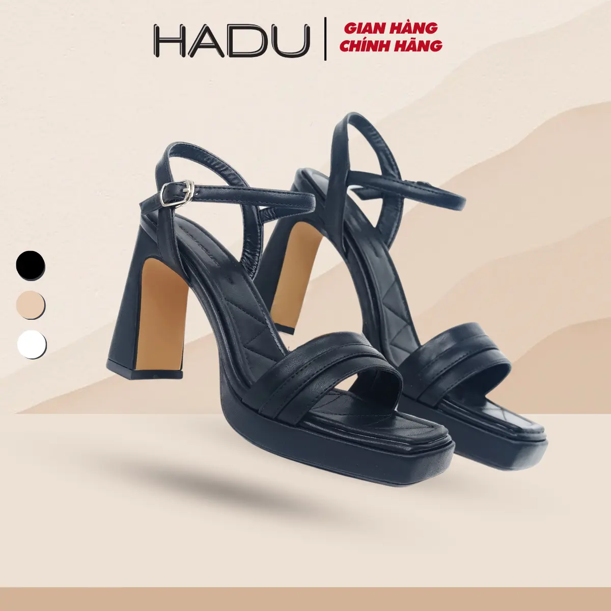 Giày Sandal Gót Trụ 9P Sườn Kép Quai Ngang ARES HADU M956 BH 24 Tháng Giày Dép Nữ Cao Cấp DéP Shoes