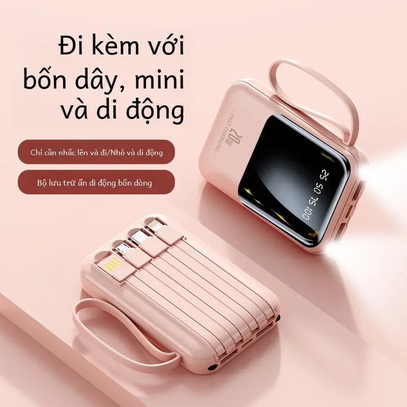 Sạc dự phòng có dây mini tích hợp 20000 mAh sạc dự phòng di động dung lượng lớn sạc nhanh-61 3