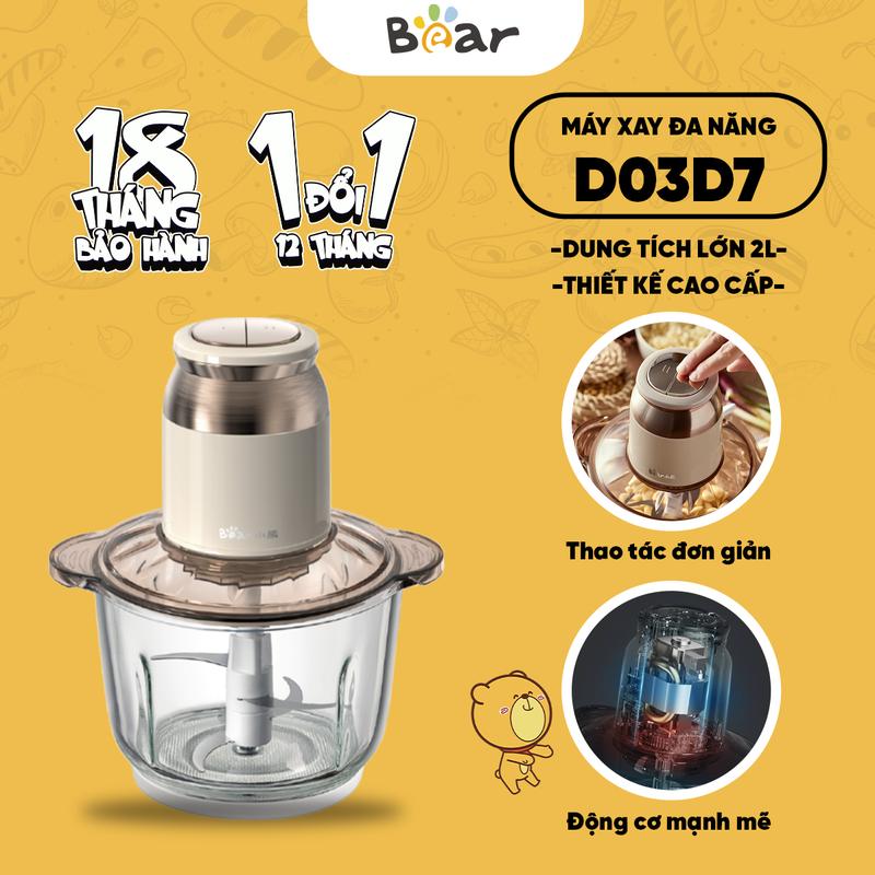 Máy xay thực phẩm đa năng Bear 2L 300W QSJ-D03D7 Chất Liệu Inox