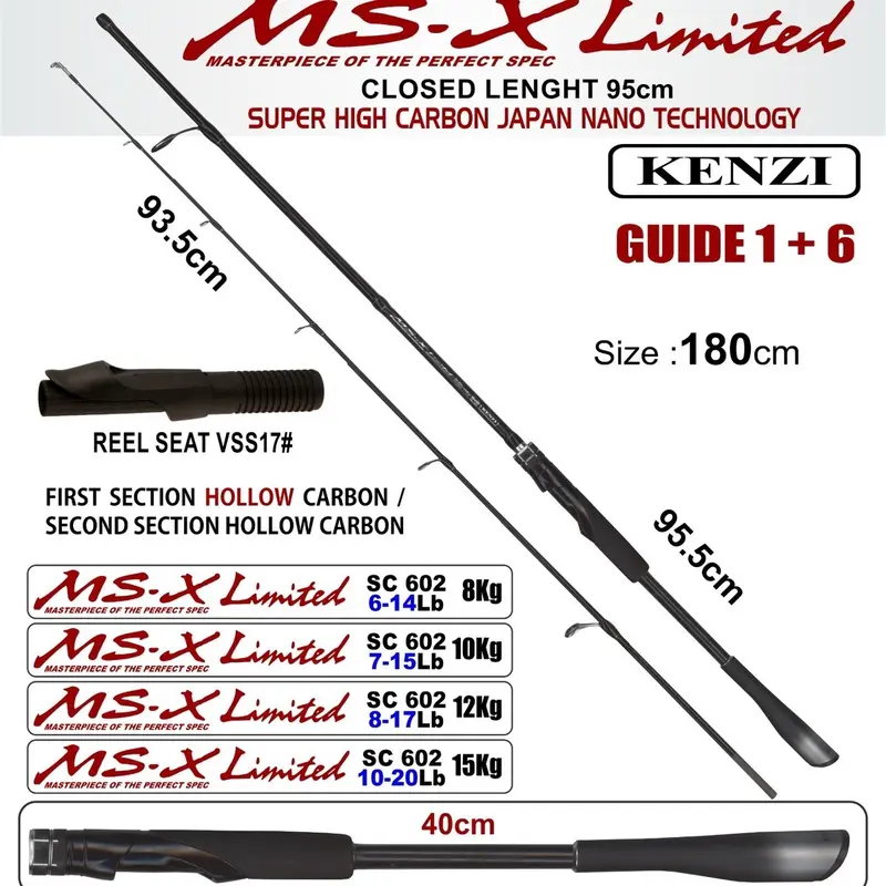 Joran Kenzi MS X Limited 180 cm Hollow carbon 8 Kg 10 Kg 12 Kg 15 Kg Memancing Pancing Spinning 0