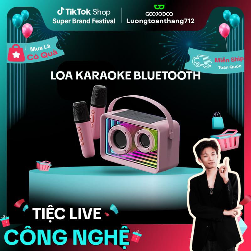   GOOJODOQ x luongtoanthang  Loa Bluetooth Karaoke K56   Chống bụi nước IP67 Loa Bass Mạnh  Tặng Kèm 2 Micro Không Dây Thiết Kế Sang TrọNG PHÙ HỢP LÀM QUÀ TẾT QUÀ CHO NGƯỜI YÊU Nghe Nhạc Kem 