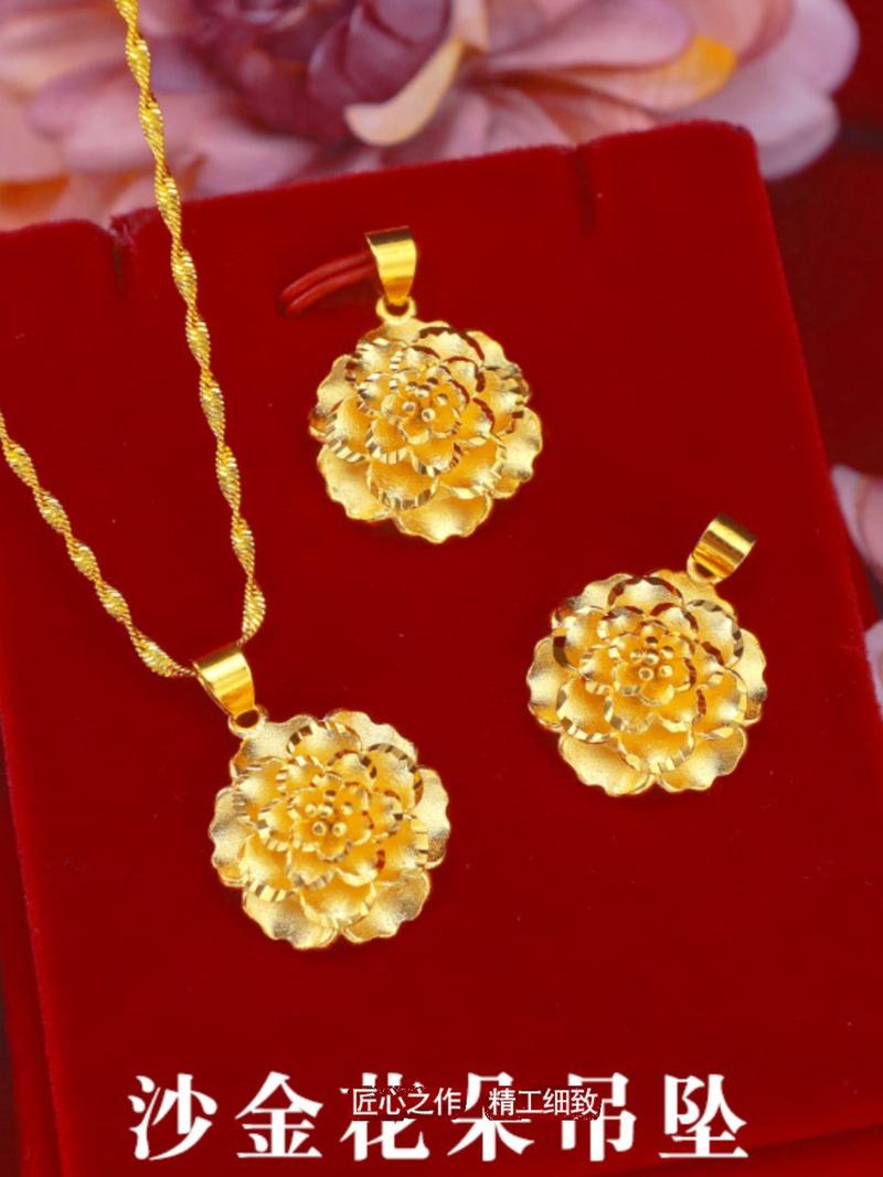 Product Introduction of SOURCE Vietnam Alluvial Gold Necklace Women 999 Pure Gold 18K Gold Plated Bow Flower Pendant Clavicle Chain Gold Plated 3