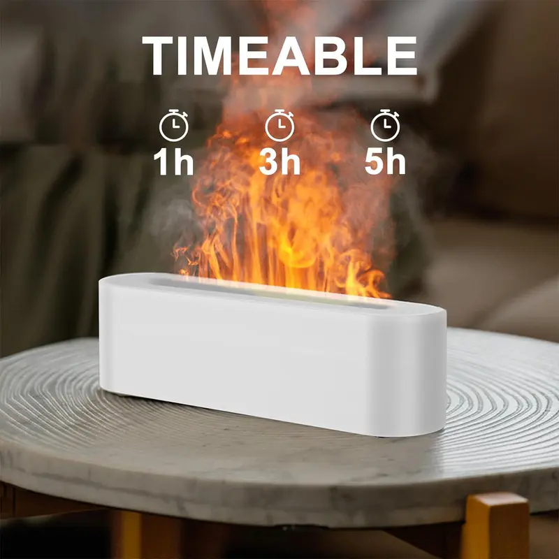 Flame Design Air Humidifier, 150ml Timed Color Changing Desktop Humidifier with 7 Color Changes, Portable Aroma Essential Oils Diffuser 8