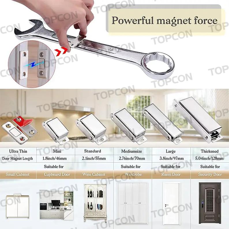 Product Introduction of Topcon Stainless Magnetic door lock Cabinet Door catch magnetic latch for Sliding Door Closure Kitchen Cabinet （1set） 33