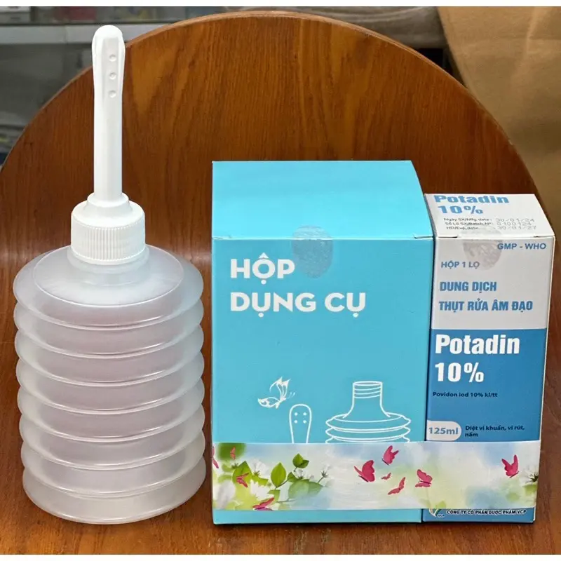 Combo dung dịch thụt rửa + dụng cụ Potadin 10% - Làm Sạch 3