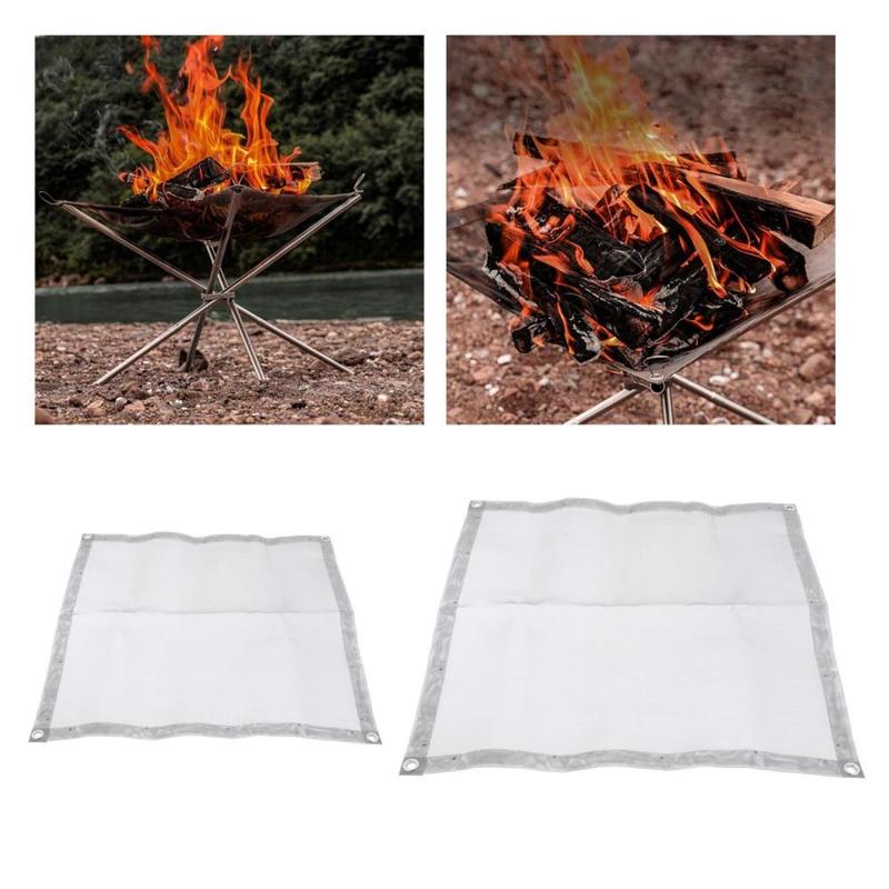 Portable Outdoor Fire Pit Foldable Stainless Steel Mesh Fire Pit Wood Burning, Collapsible Fireplace Space Saving for Camping, Backyard, Patio, Garden 1