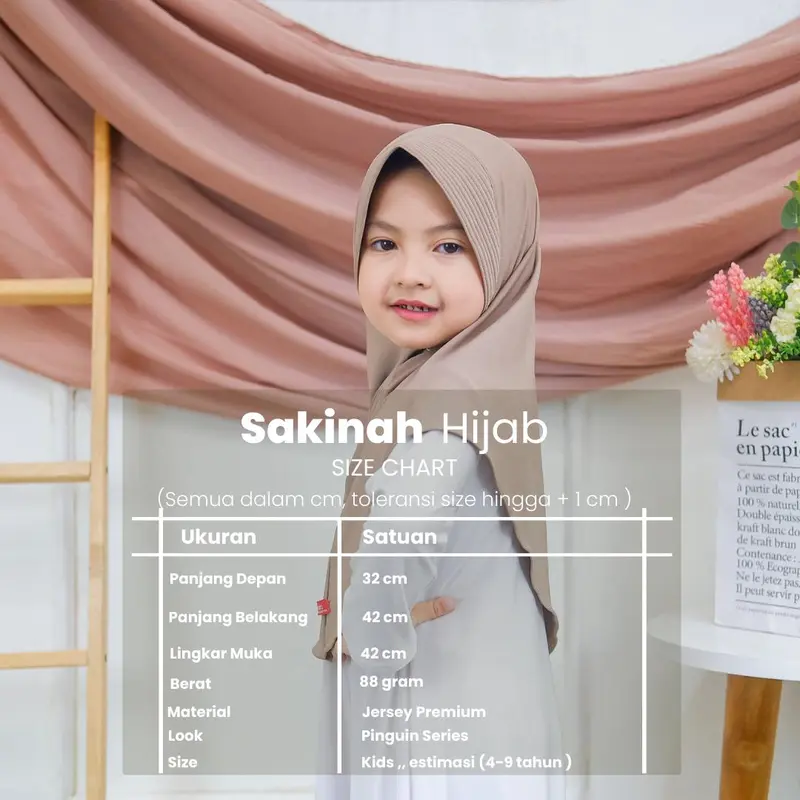 Bergo Instan Jersey Anak  Hijab Anak Jersey Jilbab Anak Pinguin Sakinah Shamira Cantik Muslim Kerudung Polos 4-9 Tahun 8