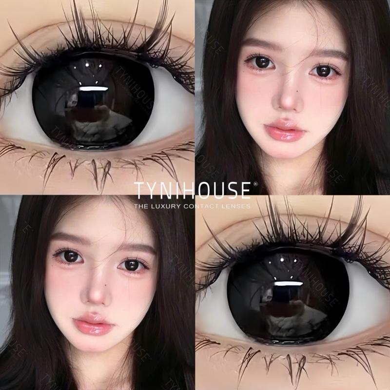 Lens Mắt Đen Baby TyNiLens CIR BLACK Giãn Tròng To 14.5mm cận 0-8 độ tặng kèm khay dụng cụ [chất liệu MPC cao cấp]