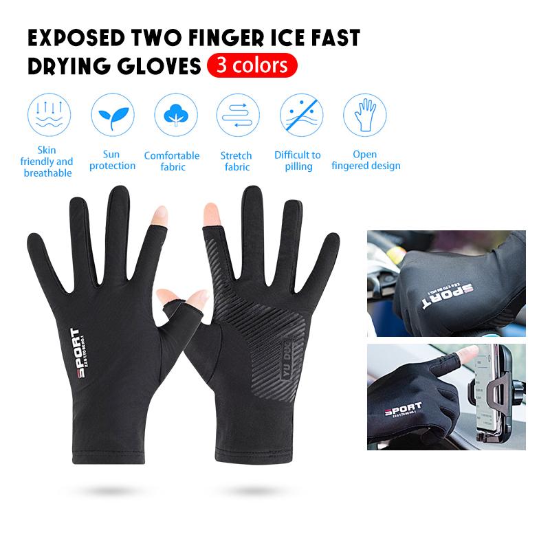 Găng tay chống nắng / Tia UV bằng lụa lạnh siêu mỏng thoáng khí chống trượt khi lái xe cho nam nữ găngtaythủmôn grip3