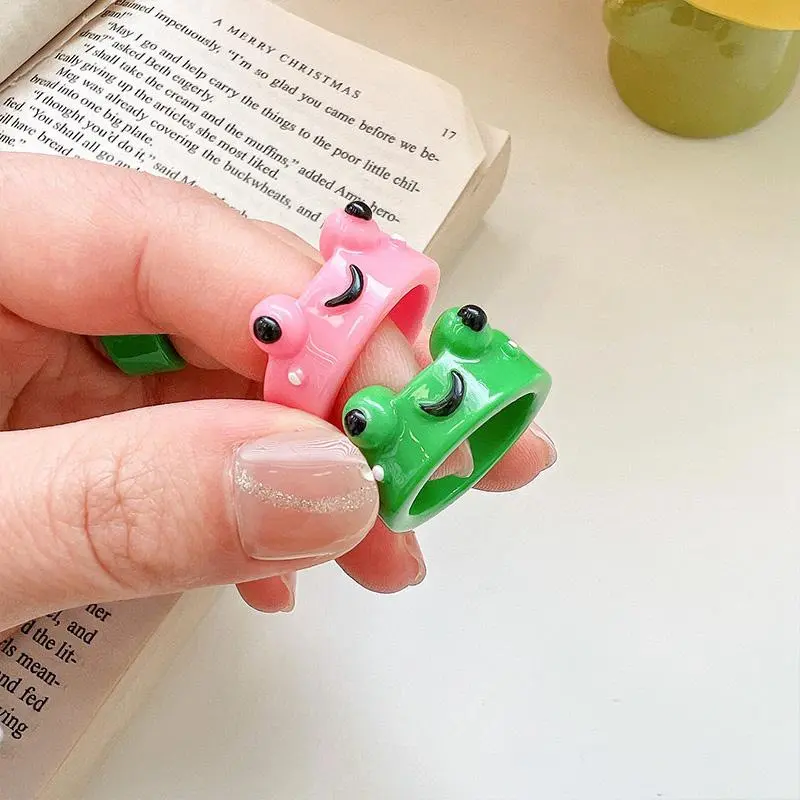 Nhẫn Ếch, Thiết Kế Vui Nhộn, Màu Pastel, Phong Cách Hoạt Hình, Phụ Kiện Trang Sức Dễ Thương, Thích Hợp Làm Quà Tặng Bạn Gái 7