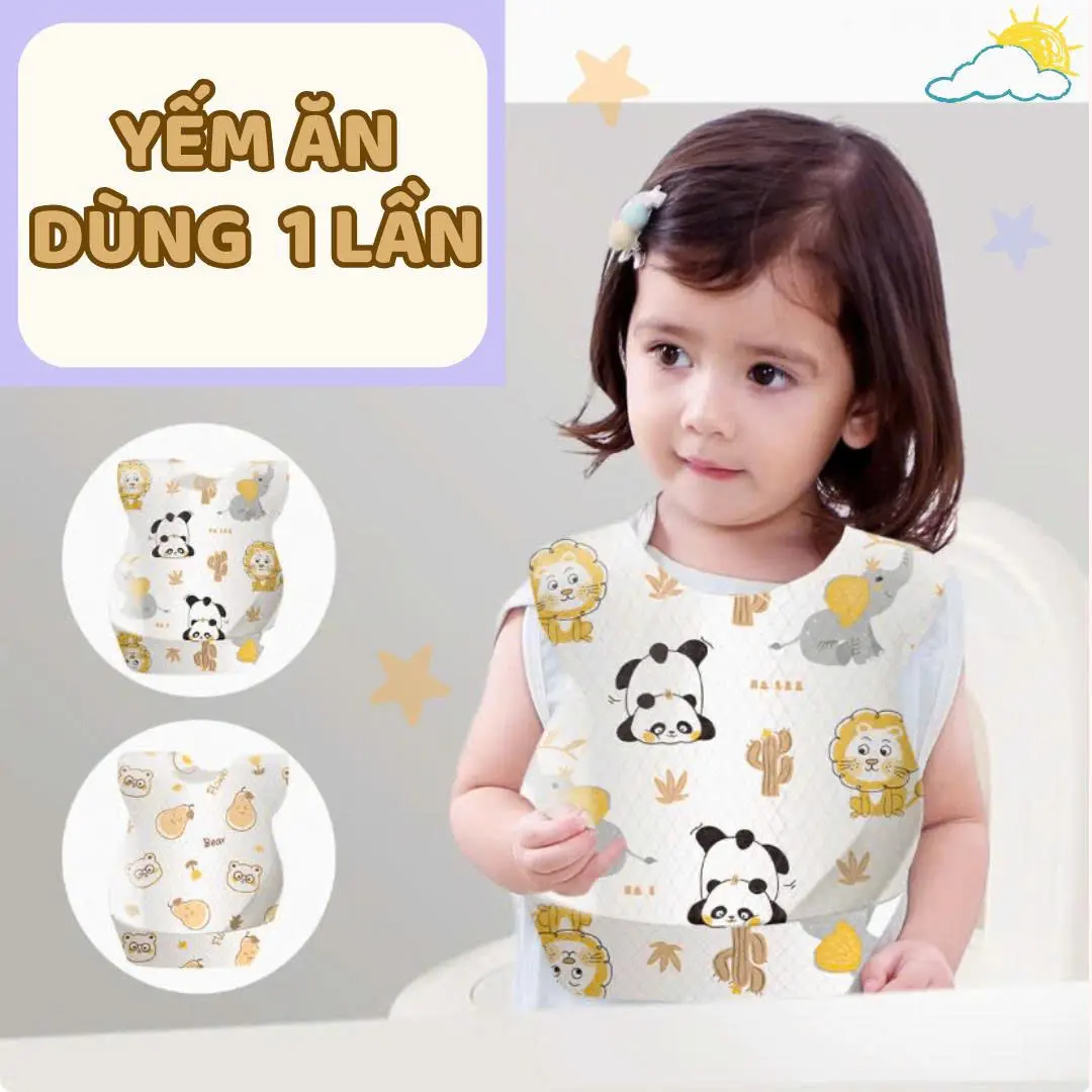 Yếm Ăn Dùng Một Lần Tay Dài Chống Thấm Nước Cho Bé Không Sợ Thức Ăn Bị Dây Len Yemxoay Yếm Rớt Voi