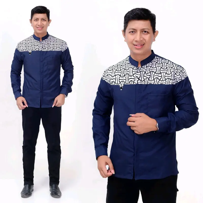 BAJU KOKO PRIA BAJU KOKO KOMBINASI BATIK BAJU KOKO VALCON TERMURAH MATERIAL Katun Muslim Dewasa Kurta 4