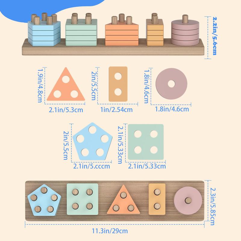 Wooden Shape Sorter Toy, 1 Set Colorful Geometric Shape Blocks Montessori Toy, Early Education & Smart Toy for Boys & Girls 1