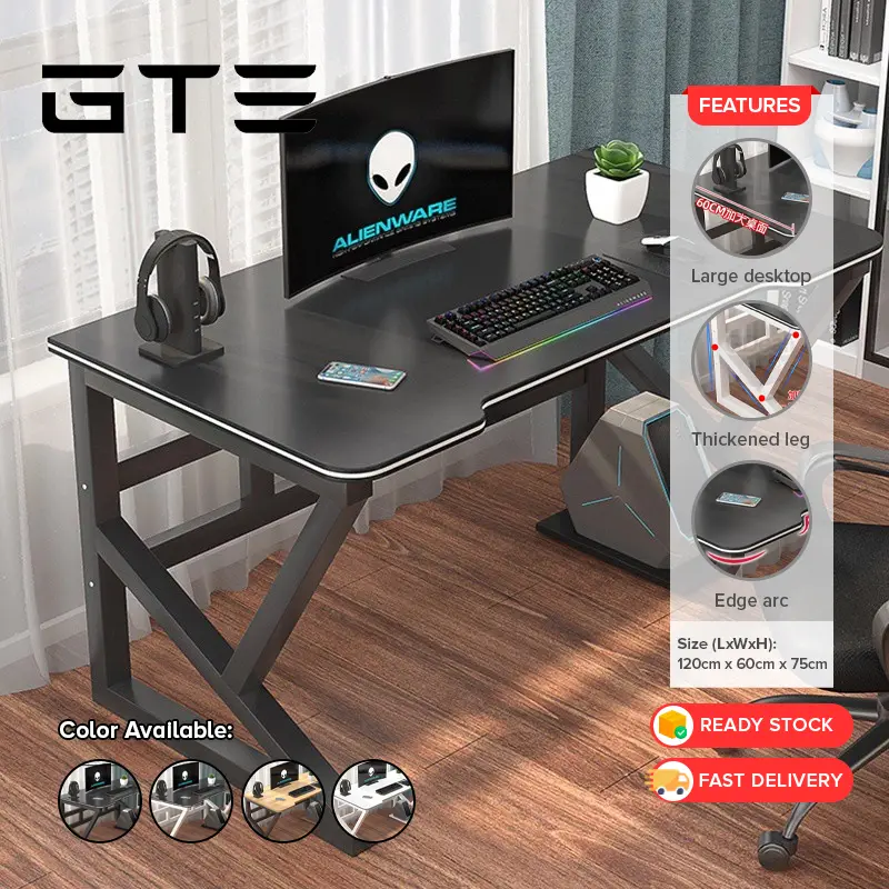 GTE 120cm Home Wooden Widen Desktop Gaming Table Student Computer Desk Study Table Furniture