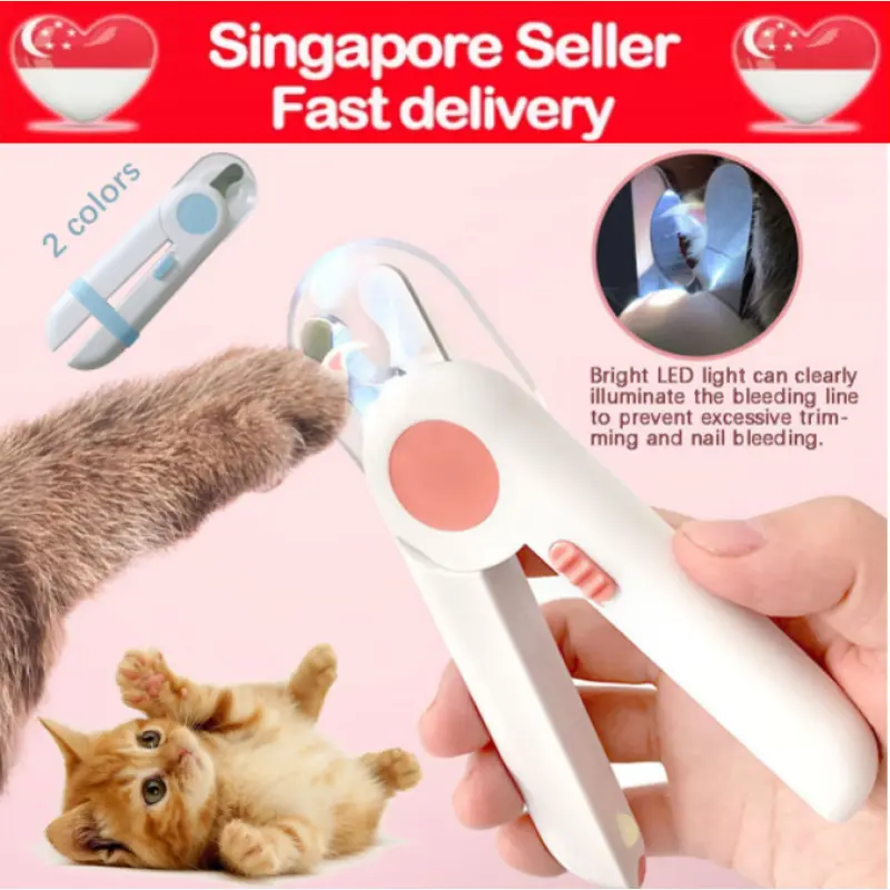 Pet Nail Clipper with LED Light, Nail Cutter Kit Clippers with Nail File for Dogs Cats and Rabbits Stainless Steel LED Pet Nail Clipper