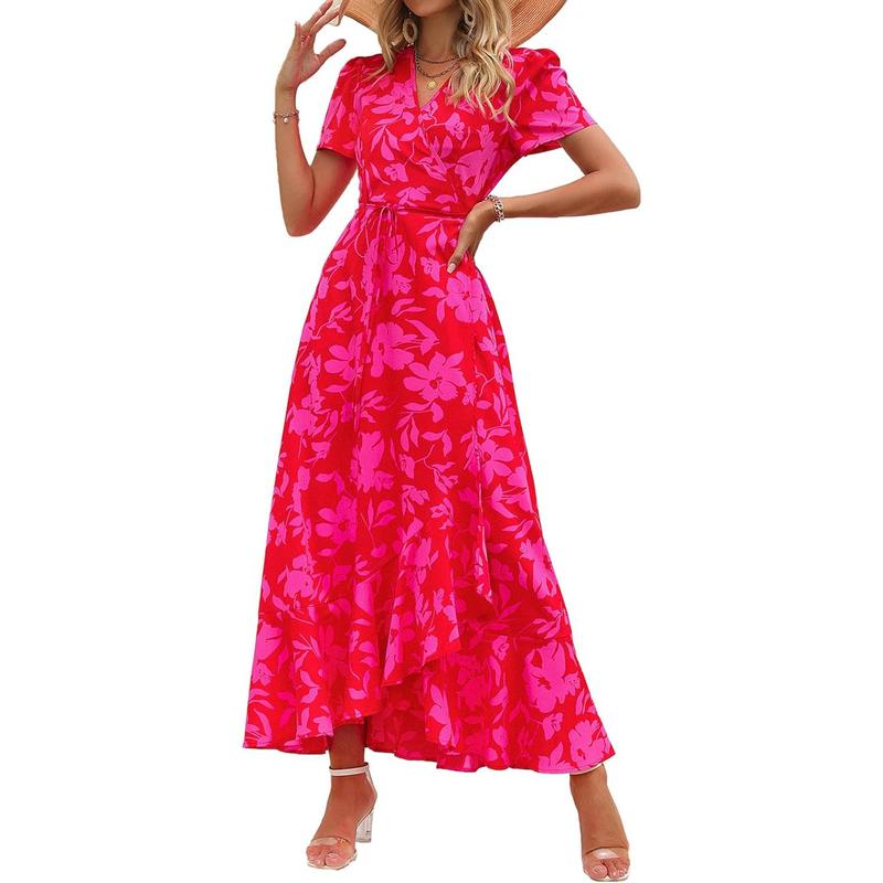 Casual Street Leopard Print Flowers Contrast O Neck Wrapped Skirt Dresses Casual Street Leopard Print Flowers Contrast O Neck Wrapped Skirt Dresses