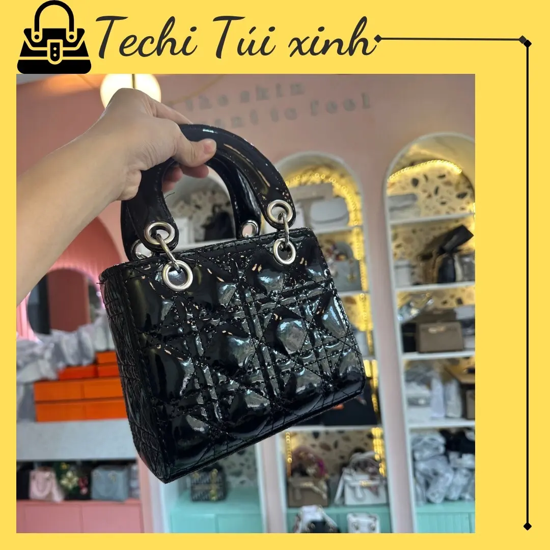 Túi hộp da bóng tag bạc phong cách trẻ trung sang chảnh bag nữ
