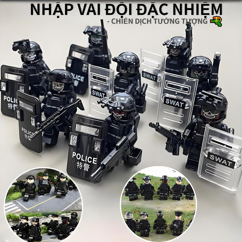  Đồ chơi vũ khí SWAT bộ kết hợp 8 nhân vật Mô hình mini Đội đặc nhiệm tinh nhuệ Binh đoàn ma Bộ đồ chơi tác chiến đặc biệt Phù hợp cho bé trai từ 6-12 tuổi Là món quà 