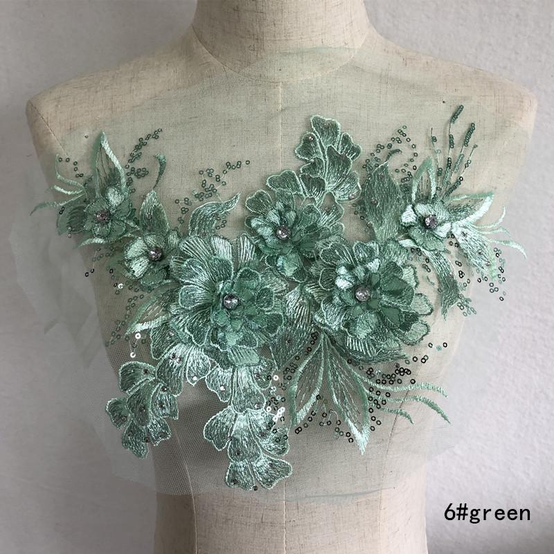 Product Introduction of New Gray Green Pink Beaded Flower Patch High-definition Wedding Dress Veil Headdress Accessories Lace Fabric Scrapbooking 7