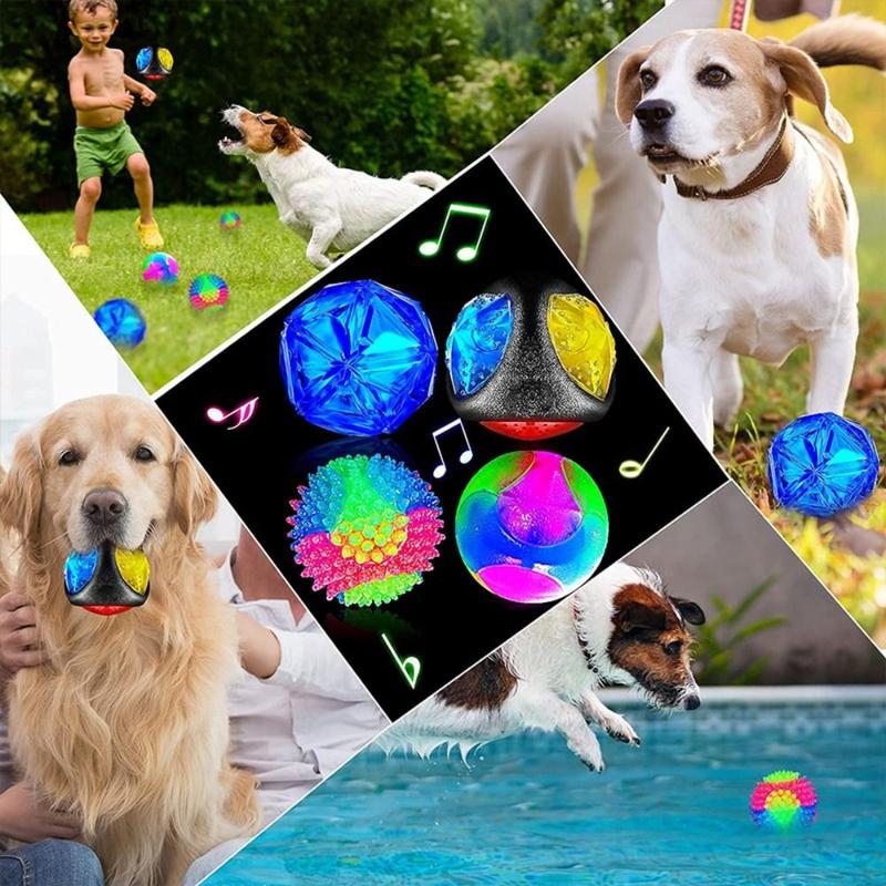 thingin Puppy Interactive Dog Chew Toys Flash Bouncing Ball Squeakers Bite Resistant Toy LED Dog Balls Pet Supplies Ball Flashing Elastic Ball Children 7