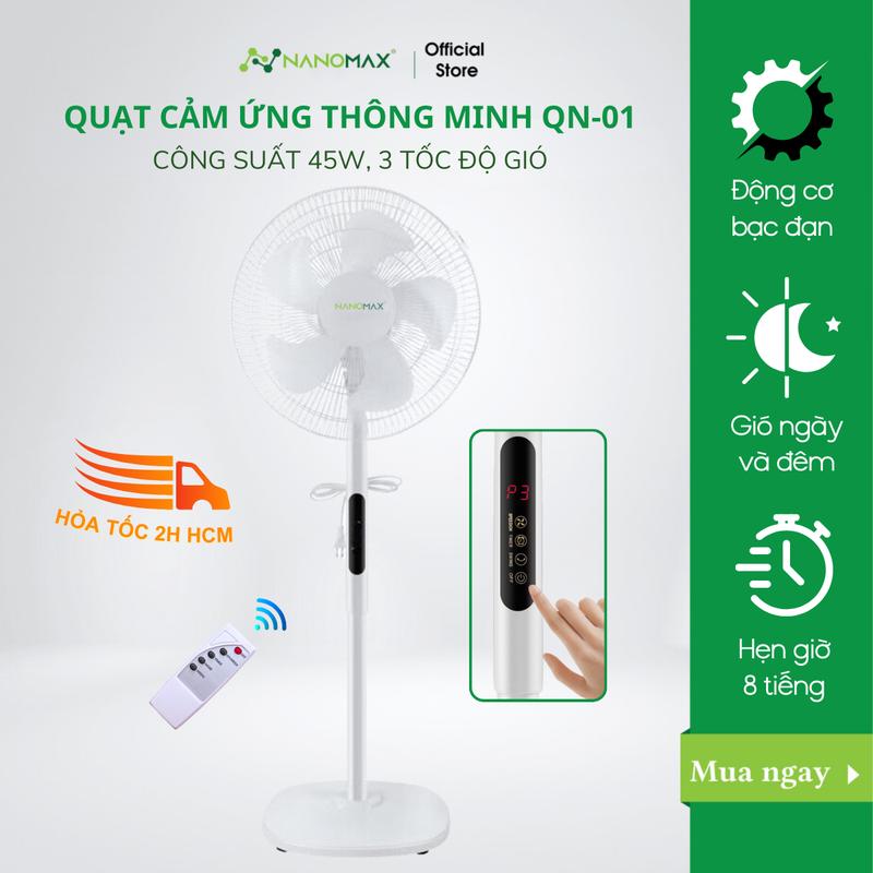 Quạt Cây Đứng Nanomax QN-01 Có Điều Khiển Từ Xa, Màn Hình LCD Cảm Ứng, Công Suất 45w Với 2 Chế Độ Gió Riêng Biệt QuạT Fan