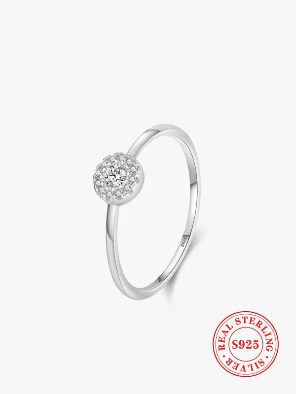 S925 Sterling Silver Romantic Infinite Love Finger Ring, Shiny Zirconia Ring for Women, Classic Wedding Anniversary Jewelry Gift 0