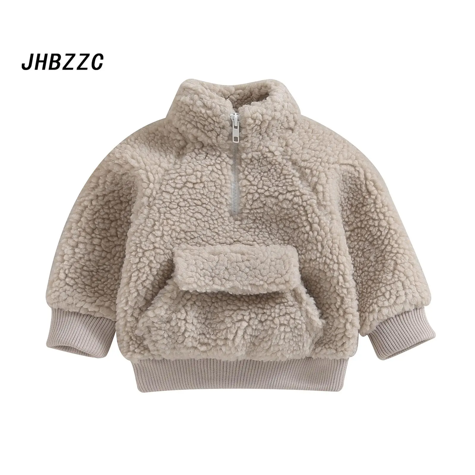 Baby Hoodie, Long Sleeve Stand Collar Solid Winter Jacket with Pocket