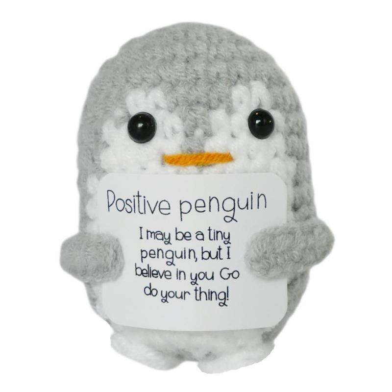 Cute Penguin Design Crochet Ornament, Knitted Penguin Toy with Emotional Support Card, Creative Cute Crochet Ornament for Car Decoration, Bag Pendant, Gift for Her, Girl's Gift, Gift for Mom, Mother's Day Gift, Stuffed Animal, Kids Toys 4