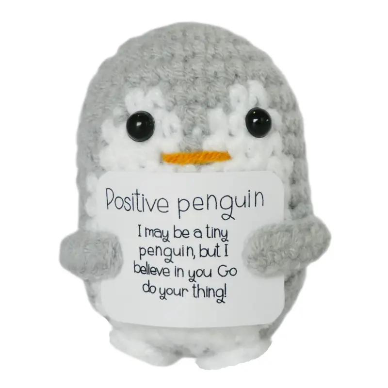 Cute Penguin Design Crochet Ornament, Knitted Penguin Toy with Emotional Support Card, Creative Cute Crochet Ornament for Car Decoration, Bag Pendant, Gift for Her, Girl's Gift, Gift for Mom, Mother's Day Gift, Stuffed Animal, Kids Toys 4