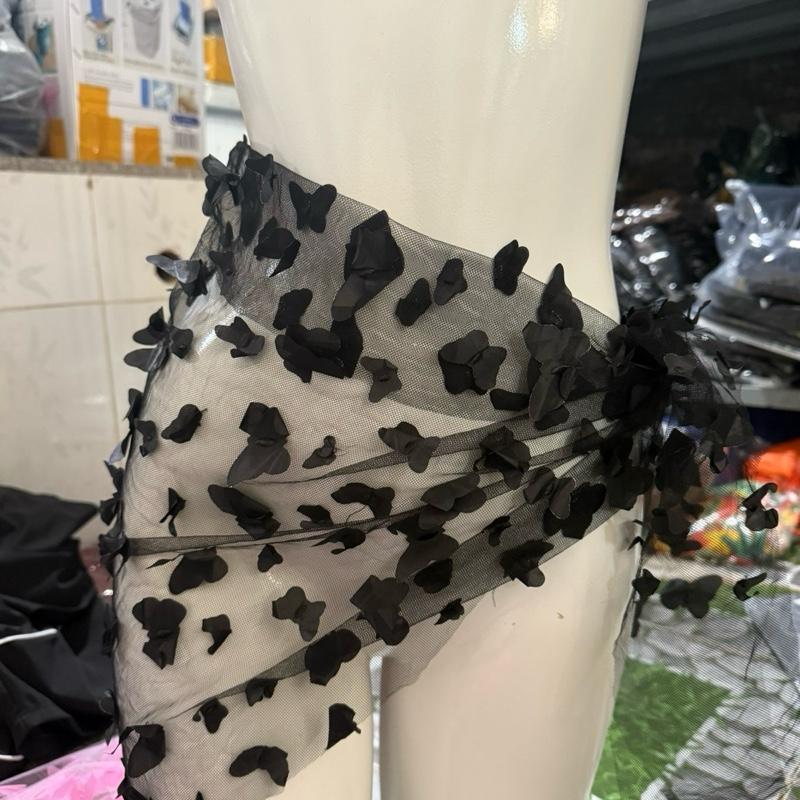 TM .Bikini Phụ kiện khăn Quấn Hoạ Tiết Bướm đi biển Ba Màu dể Phối Thời Trang ( khăn lẻ)khăn 1