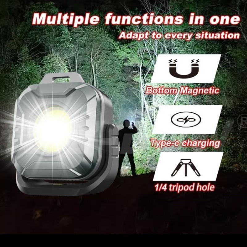 Mini COB Work Light, USB Rechargeable Keychain Light, Magnetic Inspection Light, Camping Light with Multiple Colors Suitable for Hiking Camping Self-defense Emergency Light 3
