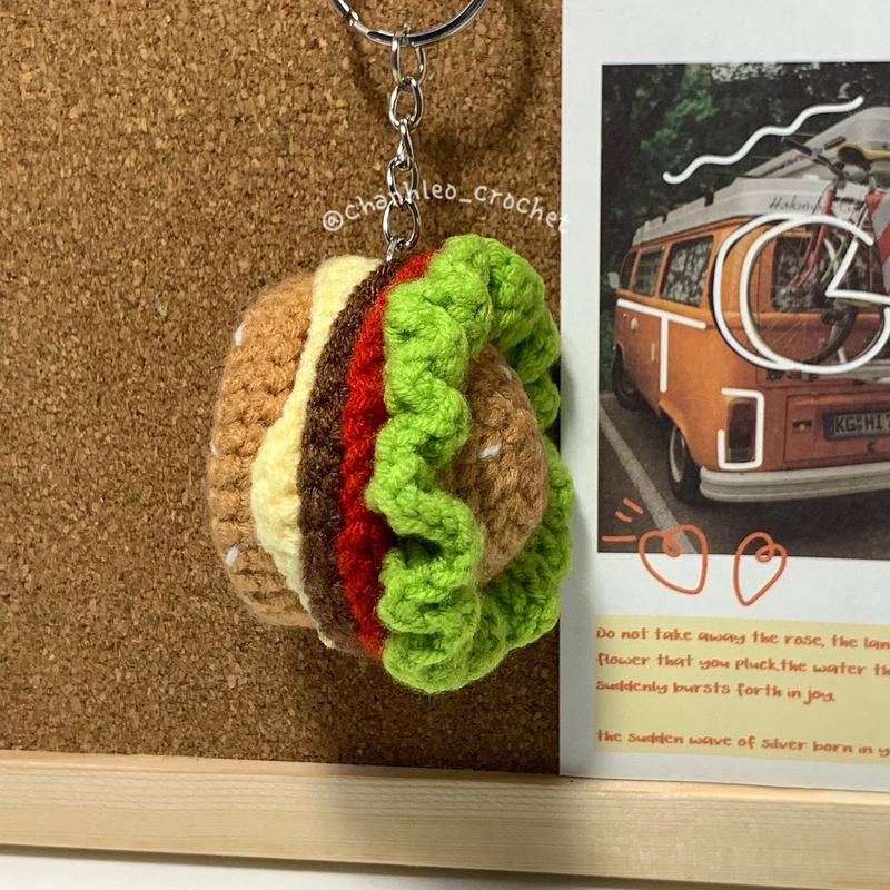 Móc Khoá Len Handmade Mochi Hamburger Mini Móc Chìa Khoá Móc Khóa 1