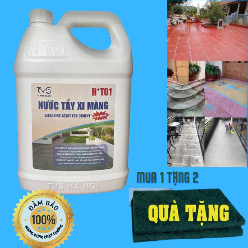Chất tẩy xi măng HT01 -5Lit, tẩy xi măng TVS -HT01-5L, tẩy rong rêu cũ bẩn trên gạch, keo chà ron tặng 2 pad chà chuyên dụng
