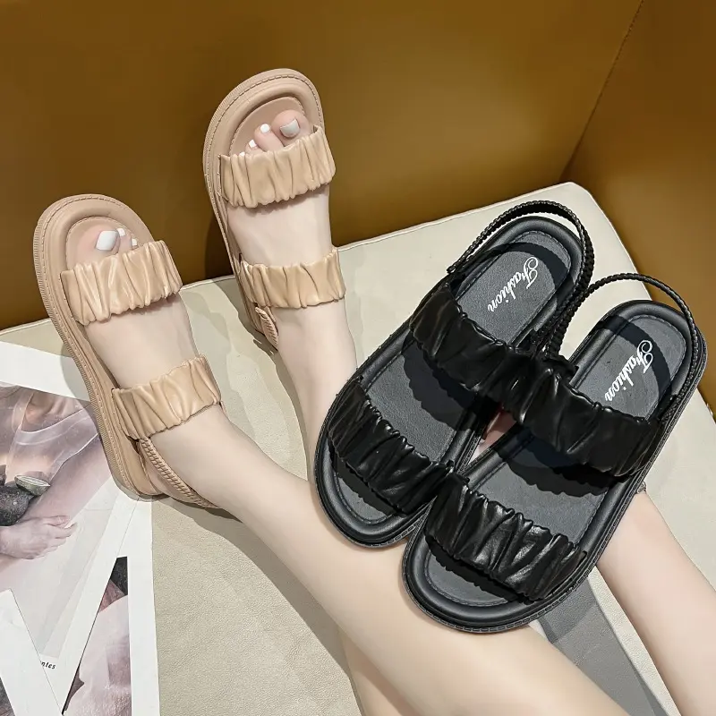 Giày sandal nữ quai hậu nhún Hot trends cho học sinh đế cao 3.5cm mũi hở bền nhẹ A44 V352