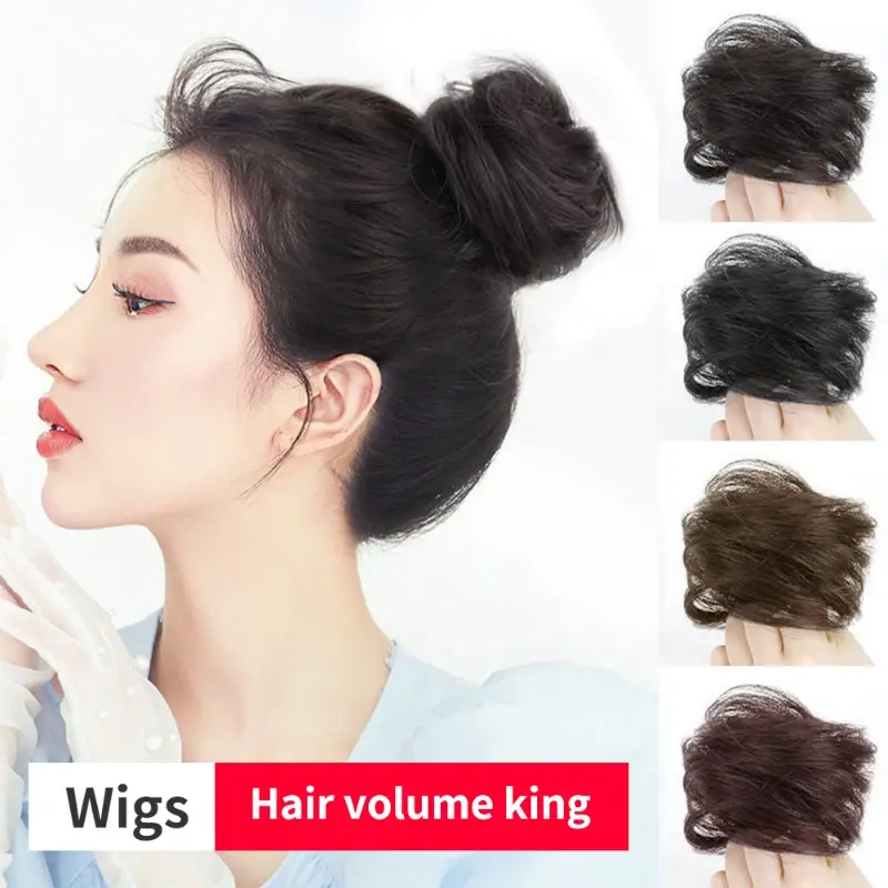 Multi-Girl Women Synthetic Straight Curly Messy Bun Wig Invisible Hairpiece Cute Wavy Fluffy Fake Hair Scrunchie Hair Extension Hair Styling Tools