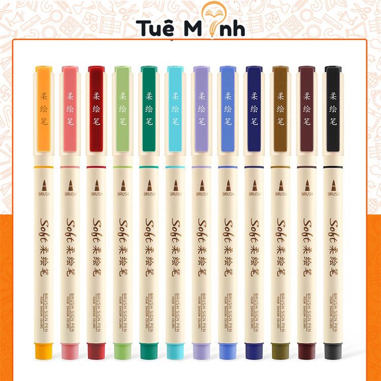 Bút lông Soft tips viết calligraphy nét thanh nét đậm ngòi brush B24