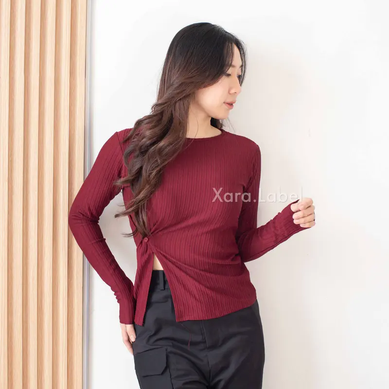 [ XARA SALE ] Cecil Knit Top Wanita - Baju Kait Kancing 1