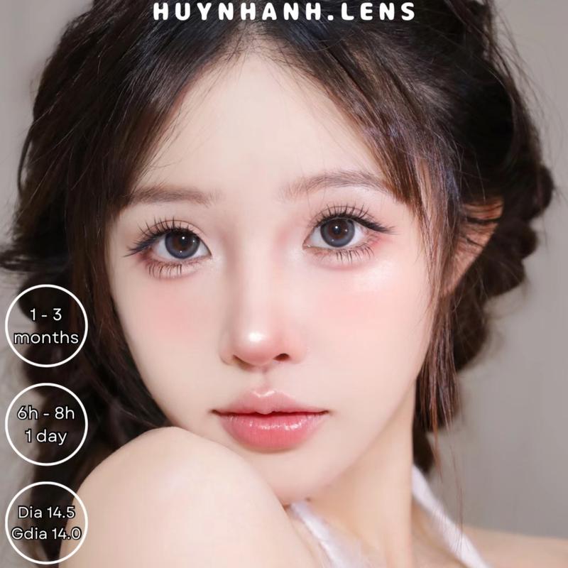 Lens Mắt Kính Áp Tròng xám tự nhiên viền xanh giãn ít mini bell gray Giá 1 Đôi + Kèm Khay Dụng Cụ