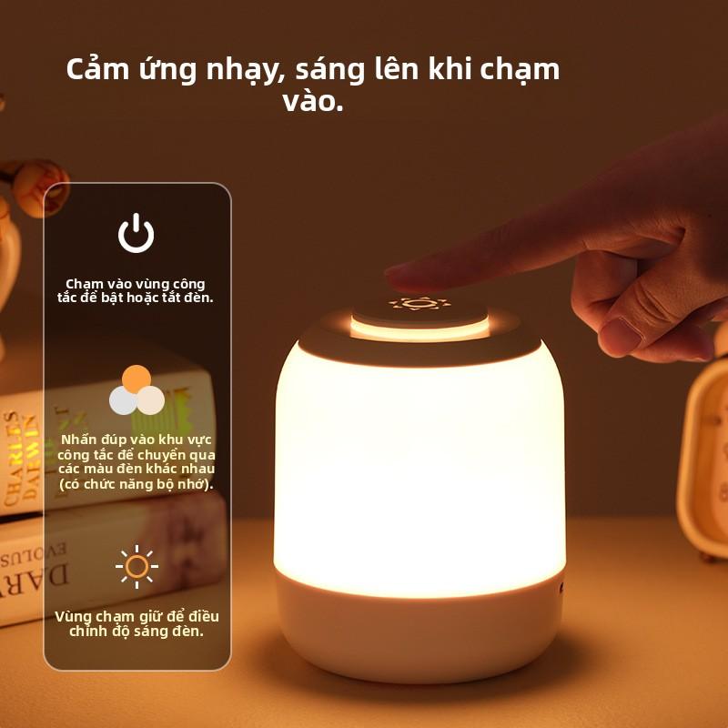 Đèn ngủ LED cảm ứng sạc lại, đèn đầu giường cho cho ăn ban đêm, đèn bàn ký túc…