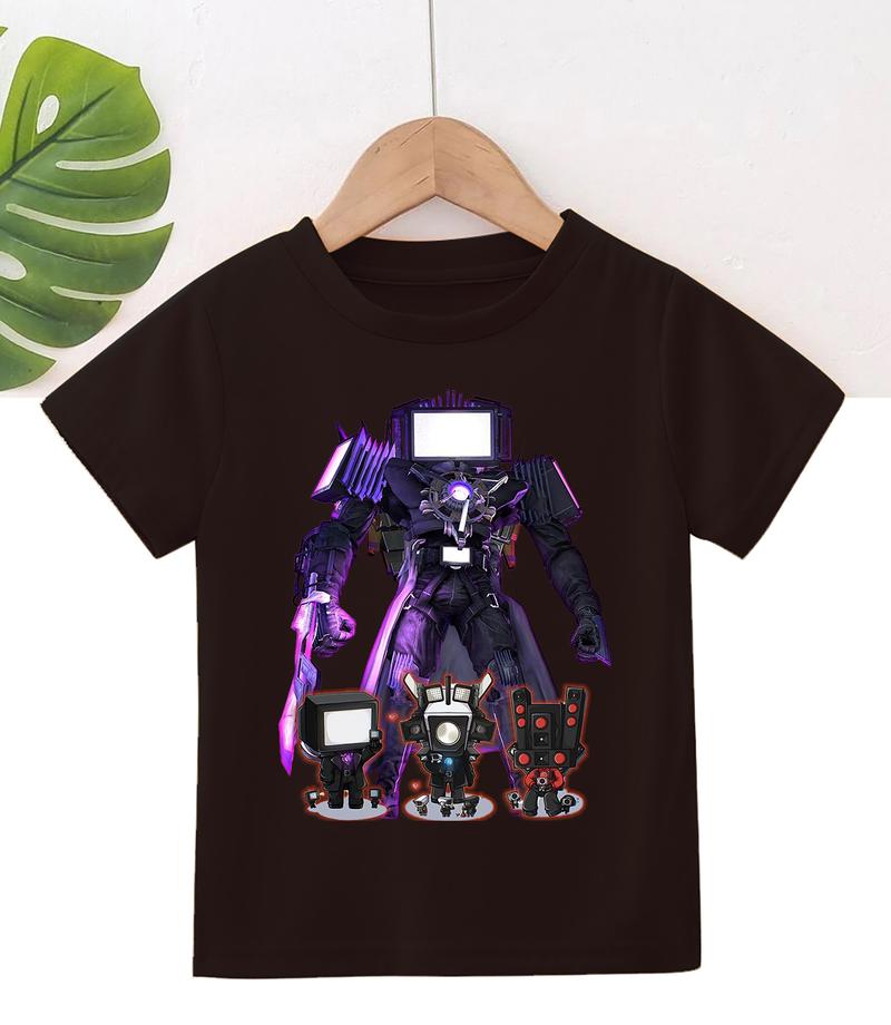 Product Introduction of Áo thun trẻ em Áo POLYCOTTON mát mịn In Hình SKIBIDI TOILET cho bé trai và bé gái Vải Cotton Baby Tee Women Top Voi Cổ Tròn Heart áo  baby áo  baby Flower 12