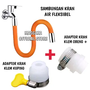 Sambungan Kran Air Fleksibel + Adaptor Selang 20cm 30cm 50cm Universal 360° Selang Kran Air Wastafel Dapur Cuci Piring