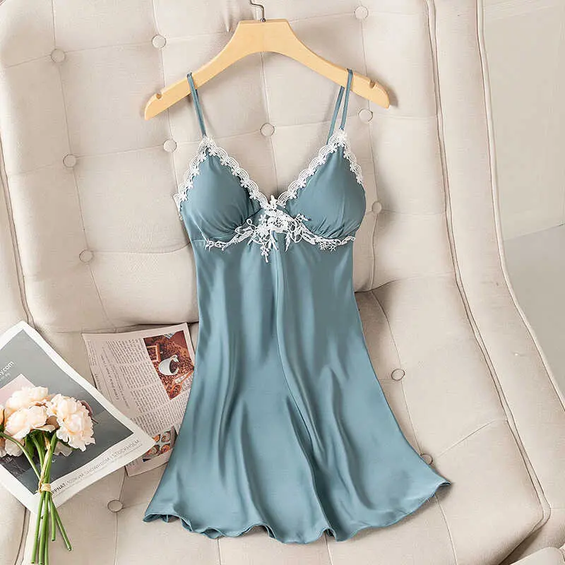 Váy Ngủ Mỏng Lụa Lạnh Dành Cho Phụ Nữ, Dây Đeo Gợi Cảm, Có Đệm Ngực, Đồ Ngủ, Hàng Mới Về 2024