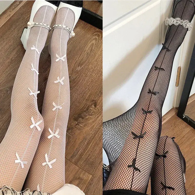 Quần Tất Lưới Cá, Phong Cách Mùa Hè JK, Mỏng Vừa Vặn, Kiểu Ings, Chất Liệu Lưới Cá, Được Làm Bằng Nylon, Thích Hợp Cho Câu Lạc Bộ, Màu Đen Và Trắng, Quần Tất Nữ